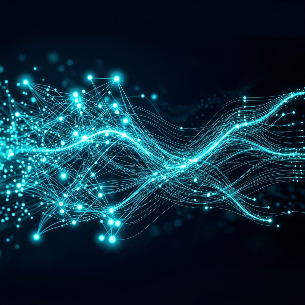 Abstract data flow visualization representing the automated workflow solution