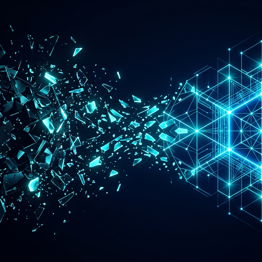 Abstract transformation visualization representing the multi-account management solution